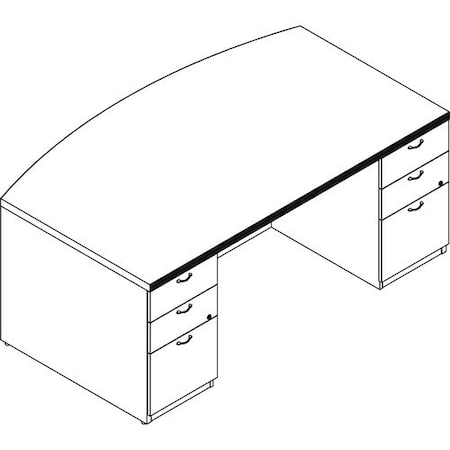 Groupe Lacasse Desk, Double Ped, Bow Front, BBF, 72inWx42inDx29-1/2inH, Sahara LAS72DUF4272UAR